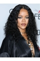 Black Curly Without Bangs Synthetic Long Women Rihanna Wigs