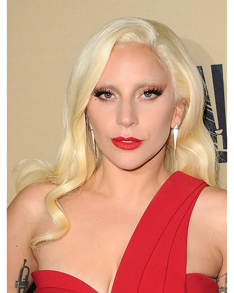 Curly Blonde Long Full Lace Long Without Bangs Synthetic Women Lady Gaga Wigs