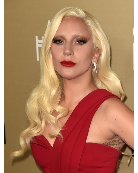 Curly Blonde Long Full Lace Long Without Bangs Synthetic Women Lady Gaga Wigs