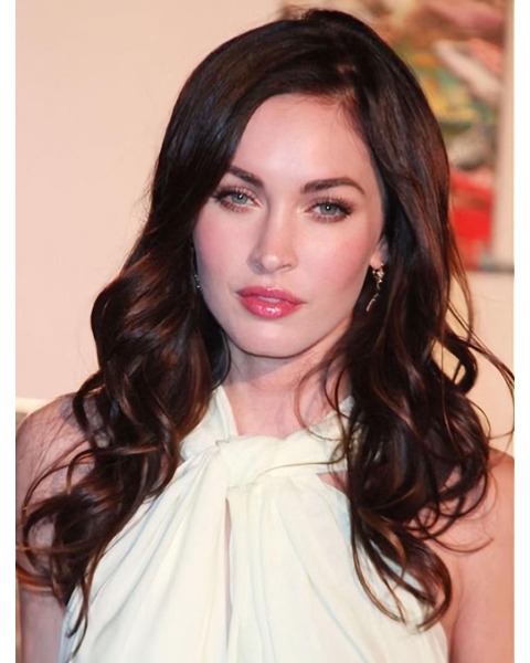 Curly Long Brown Lace Front Synthetic Women Megan Fox Wigs