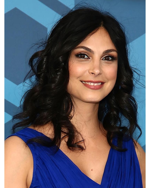 Curly Long Black Synthetic Lace Front Women Morena Baccarin Wigs