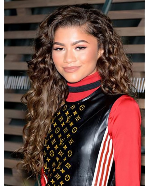 Lace Front Curly Long Without Bangs Synthetic Women Zendaya Wigs