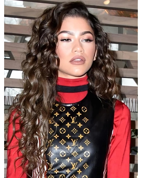 Lace Front Curly Long Without Bangs Synthetic Women Zendaya Wigs