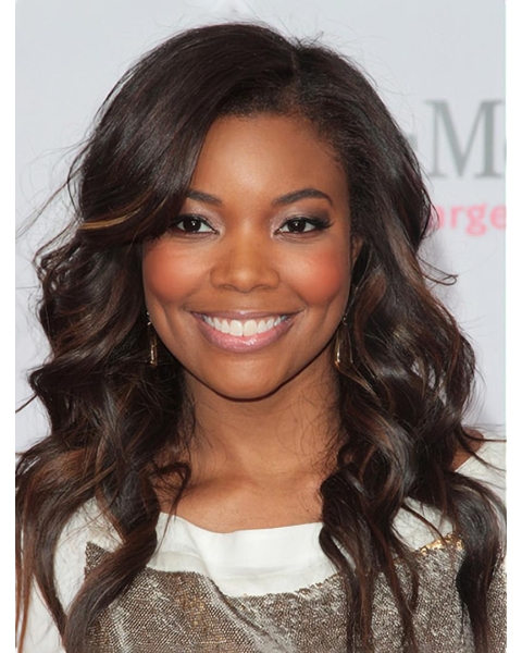 Without Bangs Curly Long Ombre/2 Tone Lace Front Gabrielle Union Wigs