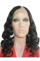 Sassy Black Curly Lace Front Long Human Hair U Part Women Wigs