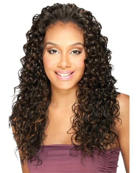 High Quality Brown Curly Long Human Hair Wigs & Half Wigs