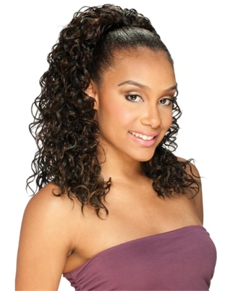 High Quality Brown Curly Long Human Hair Wigs & Half Wigs