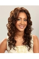 Glamorous Brown Curly Lace Font  Long Human Hair Women Wigs