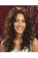 Glamorous Brown Curly Lace Font  Long Human Hair Women Wigs