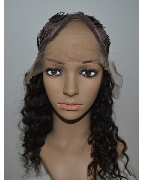 Top Black Curly Lace Front Long Human Hair U Part Women Wigs