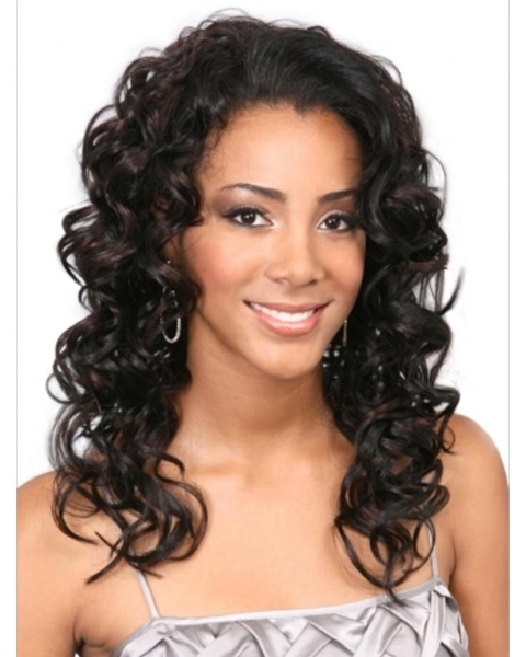 Shining Brown Curly Capless Long Human Hair Wigs & Half Women Wigs