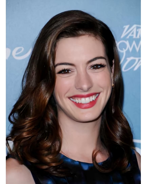 Discount Auburn Curly Capless Long Human Hair Anne Hathaway Women Wigs