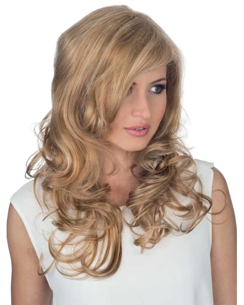 Blonde Curly Remy Human Hair Stylish Long Women Wigs