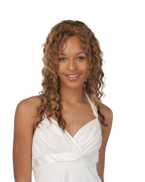 Gentle Auburn Curly Long Human Hair Lace Front Women Wigs