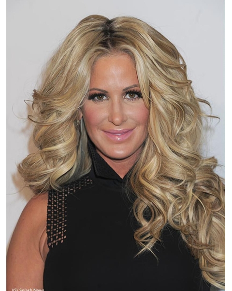 Incredible Blonde Curly Long Human Hari Kim Zolciak Women Wigs