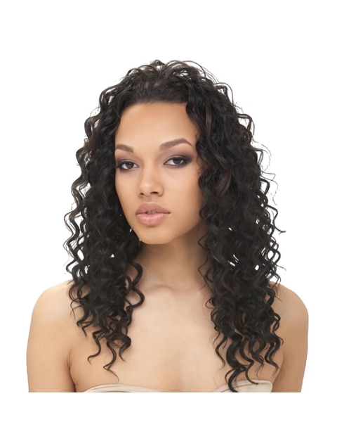 Trendy Black Curly Long Glueless Lace Front Synthetic Women Wigs