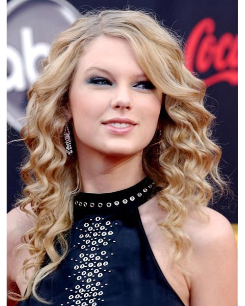 Exquisite Blonde Curly Capless Long Taylor Swift Human Hair Women Wigs