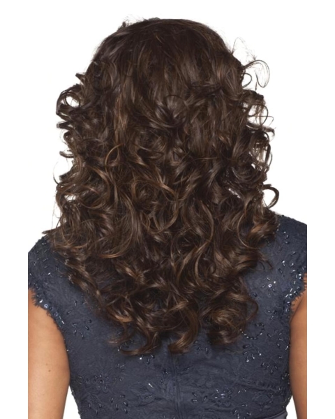 Stylish Brown Curly Capless Long Human Hair Wigs & Half Women Wigs