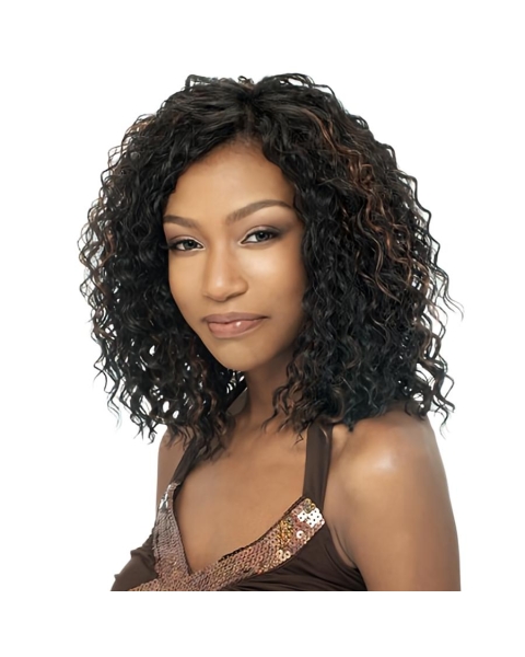 Stylish Black Curly Capless Long Synthetic Women African American Wigs