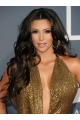 Shining Black Curly Monofilament Lace Front Long Human Hair Kim Kardashian Women Wigs