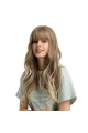 Blond Long Wavy Synthetic Wigs with Fluffy Air Bangs For Women