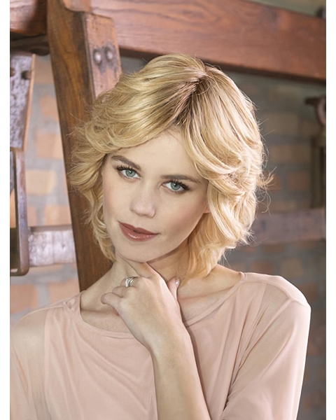 Blonde Curly Capless  Synthetic 10" Layered Sassy Short Wigs For Women