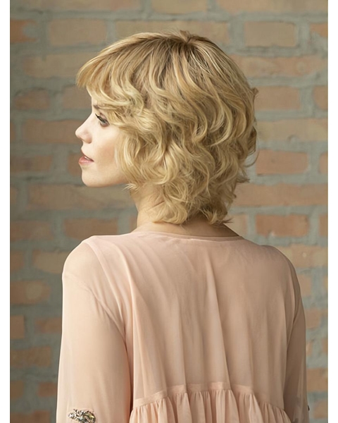 Blonde Curly Capless  Synthetic 10" Layered Sassy Short Wigs For Women