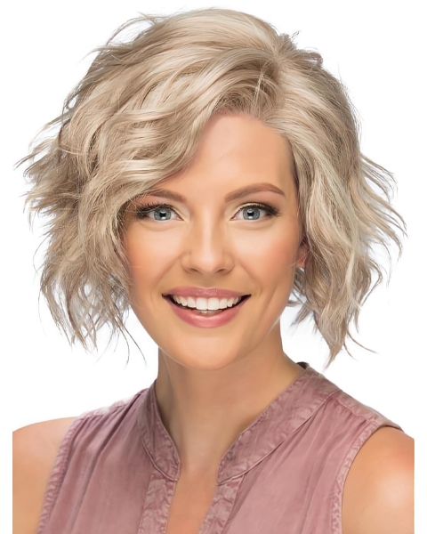 Affordable Blonde Lace Front Curly Classic Short Wigs Without Bang