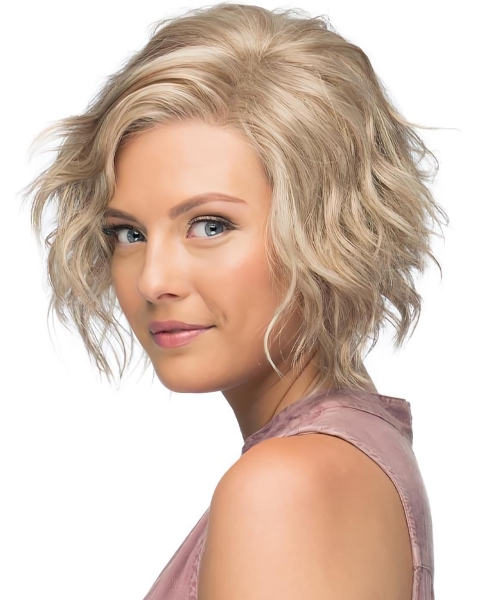 Affordable Blonde Lace Front Curly Classic Short Wigs Without Bang