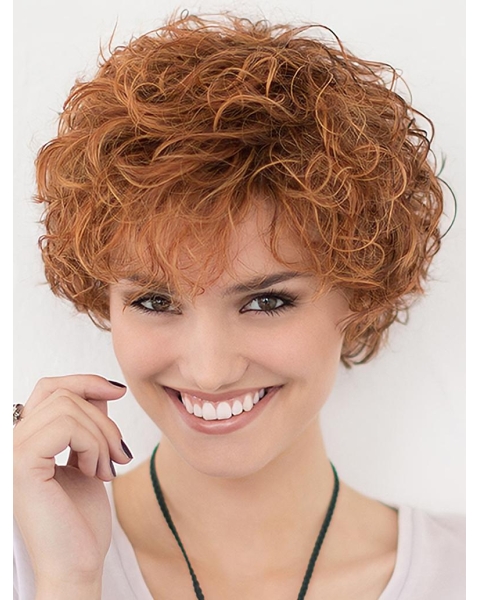 Copper Layered 10" Curly Lace Front Copper Short Synthetic Wigs