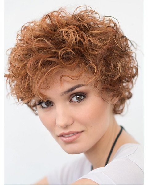 Copper Layered 10" Curly Lace Front Copper Short Synthetic Wigs