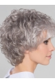 Salt and Pepper Short Natural Wave Lace Front Synthetic Wigs for Older Women