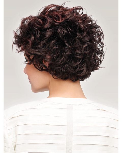 Auburn Curly Short Amazing Synthetic Monofilament Wigs 