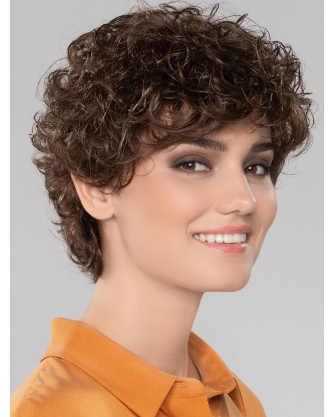 2021 Curly Brown Short 8" Gorgeous Classic Womens Wigs For Sale