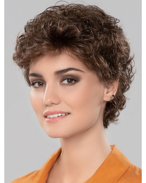 2021 Curly Brown Short 8" Gorgeous Classic Womens Wigs For Sale