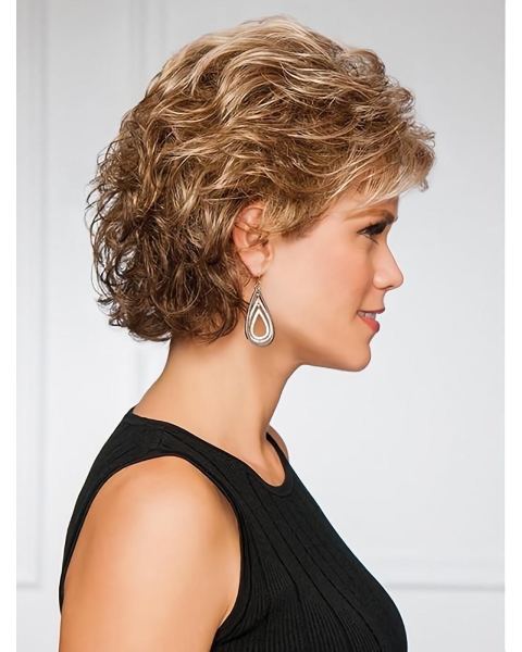 Best Short Blonde Classic Curly Cheap Synthetic Wigs