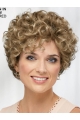 Fascinating Fluffy Short Curly Blonde Synthetic Hair monofilamen Wigs 10 Inches