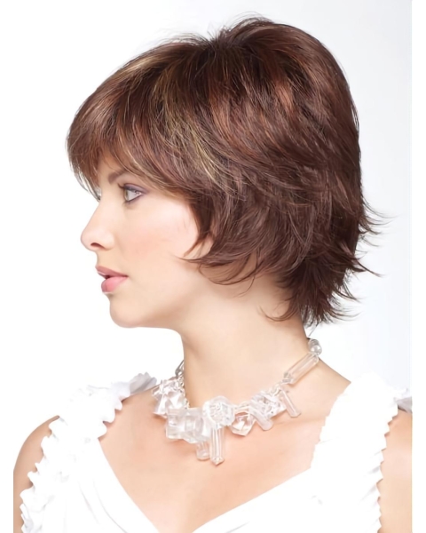 New Arrival Short Layered Straight Capless Synthetic curly Wig With Bangs 