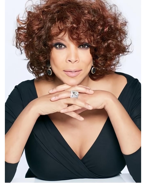 Wendy Williams Auburn Short Curly Wigs With Full Bangs Capless 