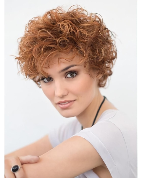 8inch Short Curly Blonde Top High Quality Natural Synthetic Lace Wigs For Older