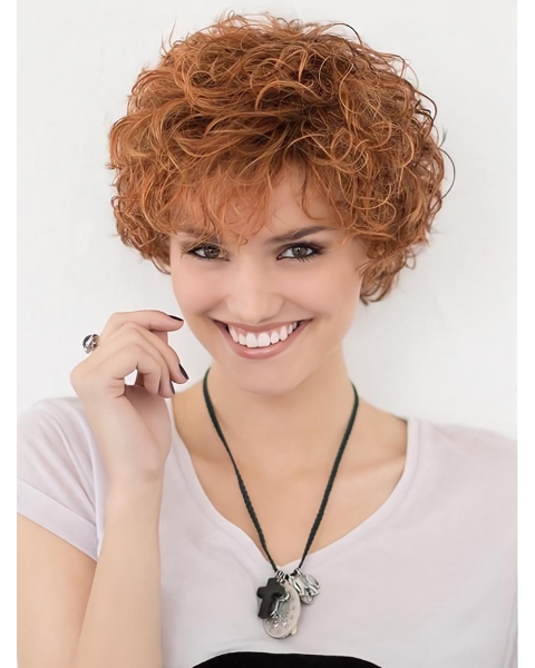 8inch Short Curly Blonde Top High Quality Natural Synthetic Lace Wigs For Older