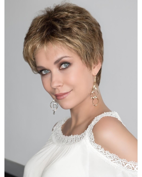 Short Curly Blonde Boycuts High Quality Synthetic Lace Front Wig For Women