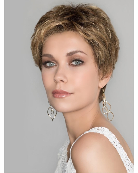 Short Curly Blonde Boycuts High Quality Synthetic Lace Front Wig For Women