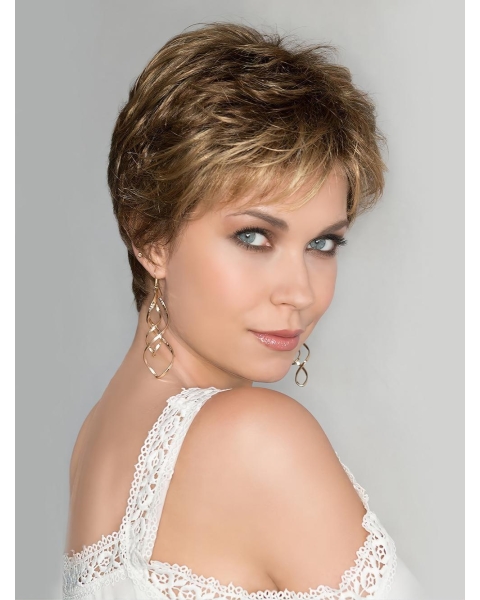 Short Curly Blonde Boycuts High Quality Synthetic Lace Front Wig For Women