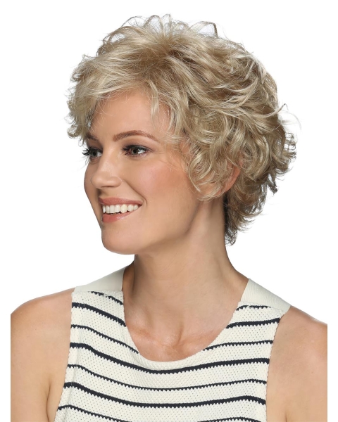 Layered Synthetic Hair Short Wavy 8 Inches Lace Front Wigs for Older Women