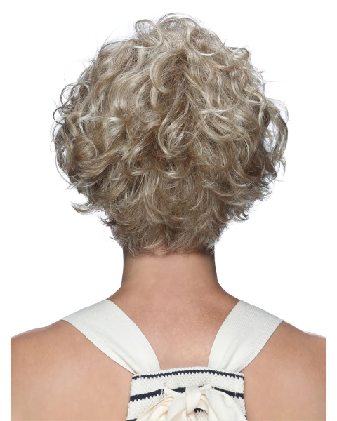 Layered Synthetic Hair Short Wavy 8 Inches Lace Front Wigs for Older Women