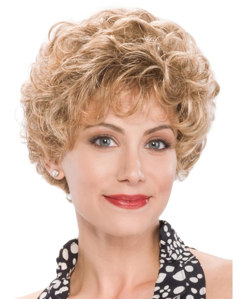 Popular Blonde Sexy Cheap Short Wavy capless Wig 8 Inches For Older Women