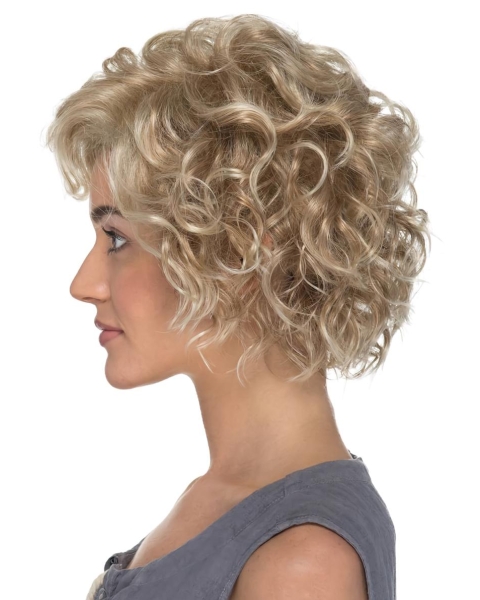 Hot Sale Short Curly 8" Blonde Classic Lace Wig For Women