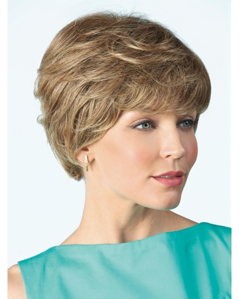 Pretty Amazing Smart Short Layered Cut 100% Hand-tied Curly Blonde Short Human Hair Wigs