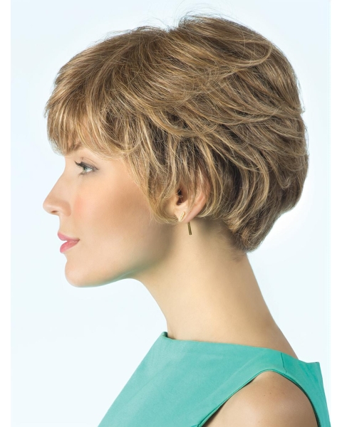 Pretty Amazing Smart Short Layered Cut 100% Hand-tied Curly Blonde Short Human Hair Wigs